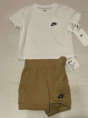 Nike White Tee with Black Swoosh Pocket